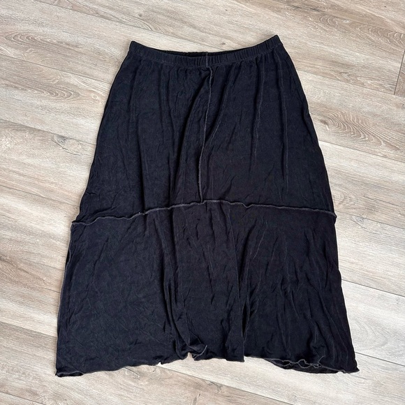 Nicole Marie Adult L Black Maxi Skirt Contrast Stitch Stretchy Flowy USA Vintage - Picture 4 of 6